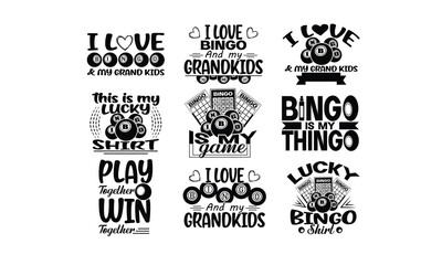 Bingo Silhouette, Cut File, cutting files, printable design, Clipart