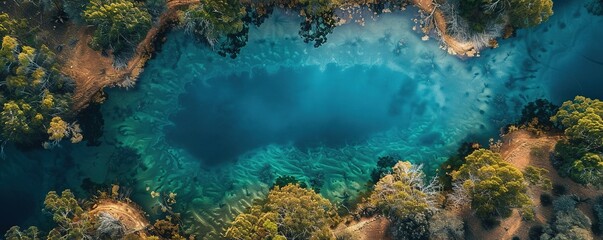 Fototapeta na wymiar Aerial drone view of the colours and textures of Lake Dimboola