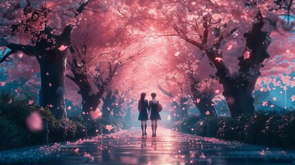 Secrets under the Sakura, generative ai - obrazy, fototapety, plakaty