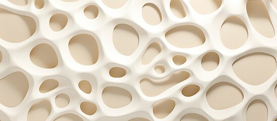 A close up of a beige rock sculpture with circular holes carved into it, showcasing a natural pattern and texture