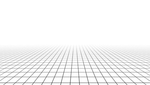 black lines floor perspective grid on white background loop motion animation in 4K 60 FPS 