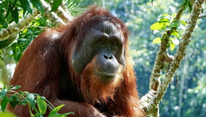 The Sumatran orangutan (Pongo abelii) is one of the three species of orangutans.