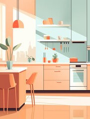 Obraz premium Flyer or banner design for kitchen furniture and interior decor, sale and promotion campaign.