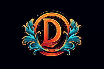 Obraz premium D Initial Luxury letter logo with floral ornament style suitable for a company or business