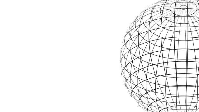 rotating grid sphere on white background loop animation 4K 60 FPS 