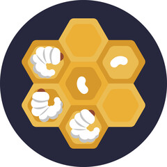 This icon symbolizes the early stages of bee life, highlighting the vital process of larval development in beekeeping. - obrazy, fototapety, plakaty