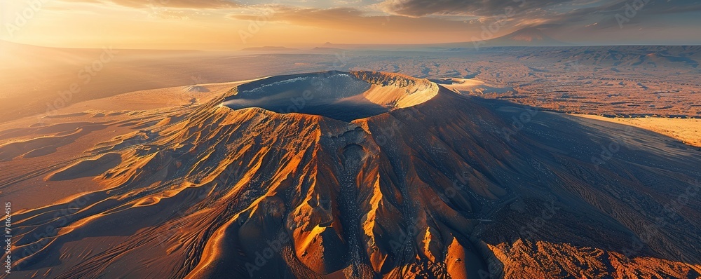 Poster Aerial view of remote volcanic landscape