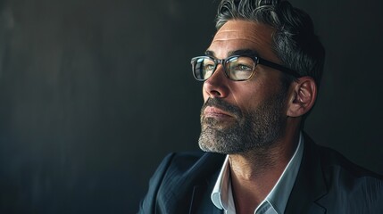 Obraz premium A male business owner photographed in a visionary pose projecting passion and determination symbolic of entrepreneurial spirit AI generated illustration