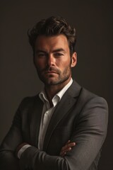 Obraz premium A male business owner photographed in a visionary pose radiating determination and ambition symbolic of entrepreneurial drive AI generated illustration