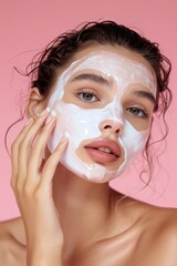 A model displaying the benefits of using hydration masks for plump skin     AI generated illustration