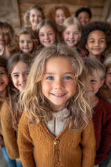 happy group of many diverse little boys and girls - 761625513