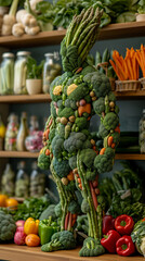 muscular vegetables man standing on shelf in storeroom - 761625933