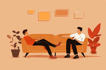 A man lying on the couch talking to his psychologist therapist