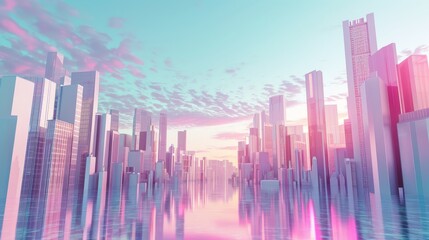 Fototapeta na wymiar A pastel city skyline in D AI generated illustration