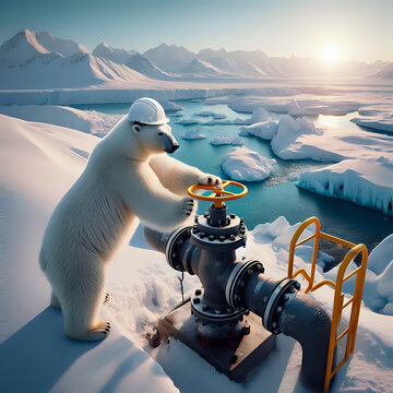 A blank, letterhead for a postcard, an Arctic polar bear oilman.