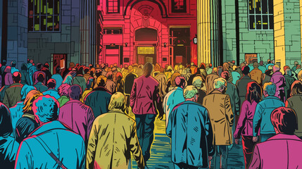 illustration of hundreds people