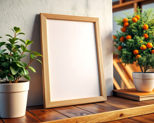 indoor wooden frame mockup