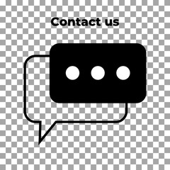 Contact us. Chat and message or feedback linear black and white icon. Dialog badge and communication flat sign. Symbol on transparent. For your web site. Technical support symbol. Vector EPS 10