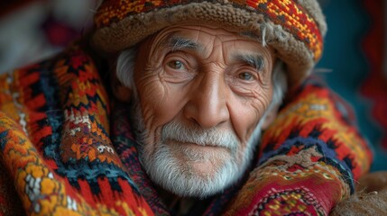 Fototapeta premium Ageless Story: Capturing the Soul of an Azerbaijani Man, generative ai