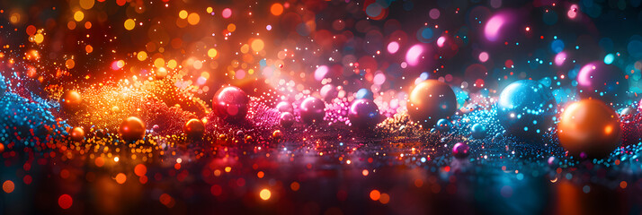 3d rendering of abstract particles. Futuristic background with bokeh defocused lights. Digital background for tech.