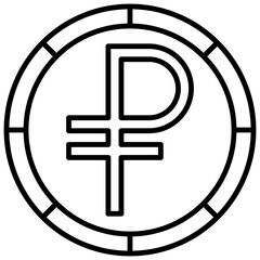 The currency icon is blue and has black lines, solid black