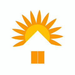 Solar energy logo, sun logo vector illustration, simple minimalistic logo