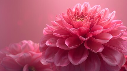  a close up of a pink flower on a pink background with a blurry image of the center of the flower.