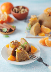 Mandarin halva dessert, traditional Greek dessert	