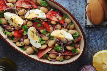A bowl with Piyaz salad - traditional dish of Turkey