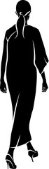 Back View Of Walking Woman In Dress. Vector monochromatic illustration
- 761632345