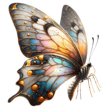 Magic butterfly watercolor clipart.
