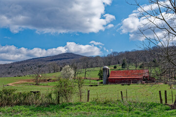 Farmland with a barn