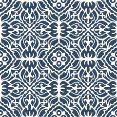 Symmetrical pattern Black and white seamless pattern with arabesques  in a retro style. Vector illustration