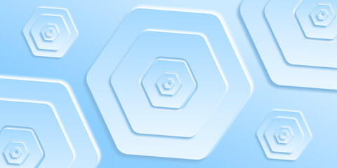 A neomorphic light blue background with concave hexagons for the design of covers, banners, presentations, UI design for medical or technological ntve