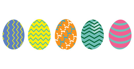 Set of easter eggs flat design on white background. eps10