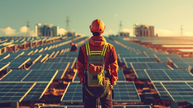 Solar Farm Worker Gearing Up for a Day of Energy Creation