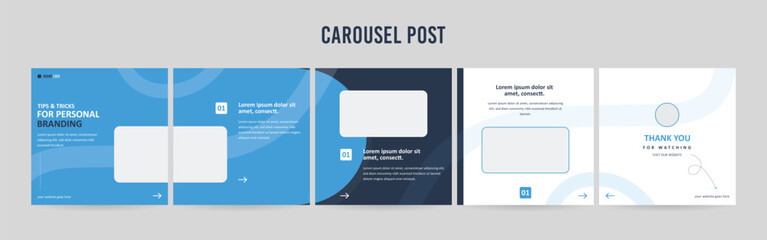 Editable Instagram Carousel Post Layout Set, Social Media Marketing microblog template design, tips & tricks linkedin post template, eps 10.	