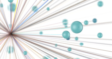 Gene lines and nodes, biological gene structure, 3d rendering.