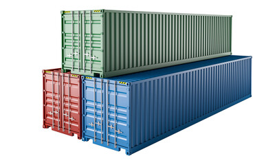 colorful intermodal shipping containers stacked - 761635584