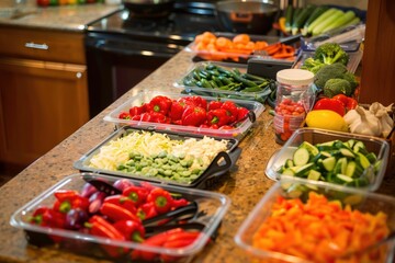 Fototapeta premium A table full of vegetables including carrots, broccoli, and peppers
