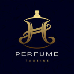Letter H Perfume Logo Design, Elegant Luxury Scent Initial Logo