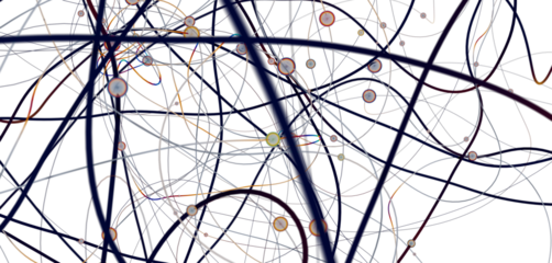 Gene lines and nodes, biological gene structure, 3d rendering.