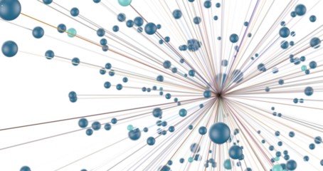 Gene lines and nodes, biological gene structure, 3d rendering.