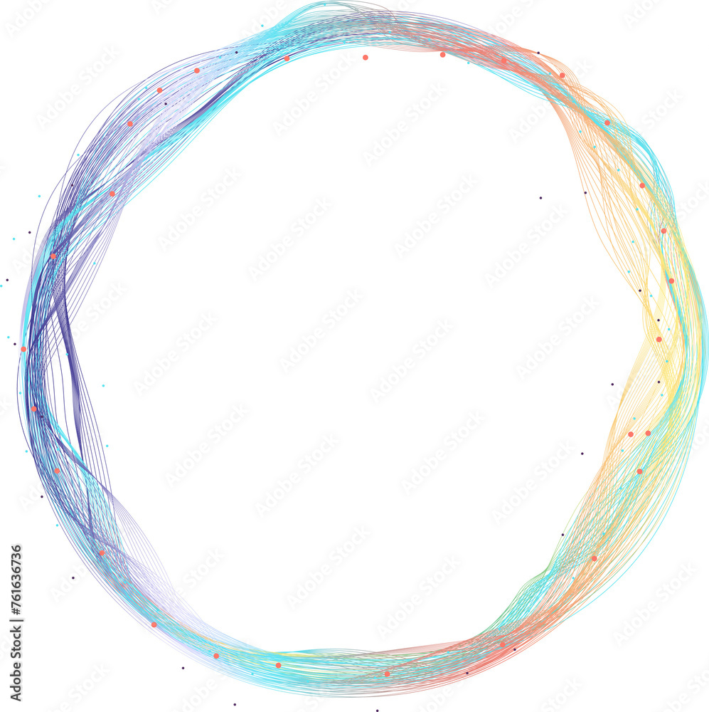 Aufkleber design element. many wave lines form a distorted circle. colorful waves with lines created with the 