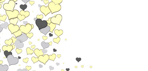 colorful flying hearts on a blue background. 3d