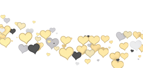 hearts on a transparent background. 3D rendering. for valentine's day and wedding. PNG Rain from hearts.