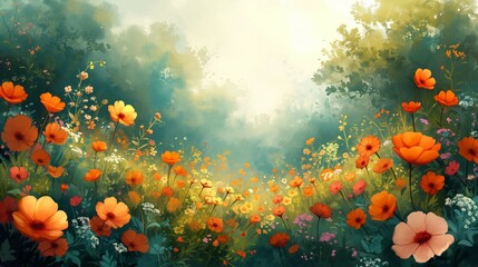 Obraz na płótnie Canvas Colorful Playful Garden, generative ai