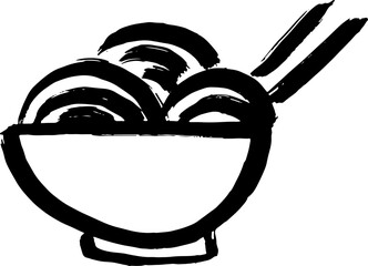 Dry Brush Noodles Cup Grunge Icon. - 761637980