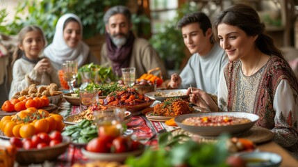 Warmth and Spirit of Novruz Celebration with Family, generative ai