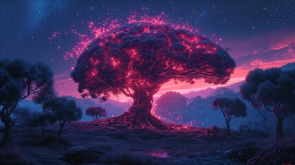 Fototapeta premium The Metamorphosis of Thought: Brain to Tree, generative ai